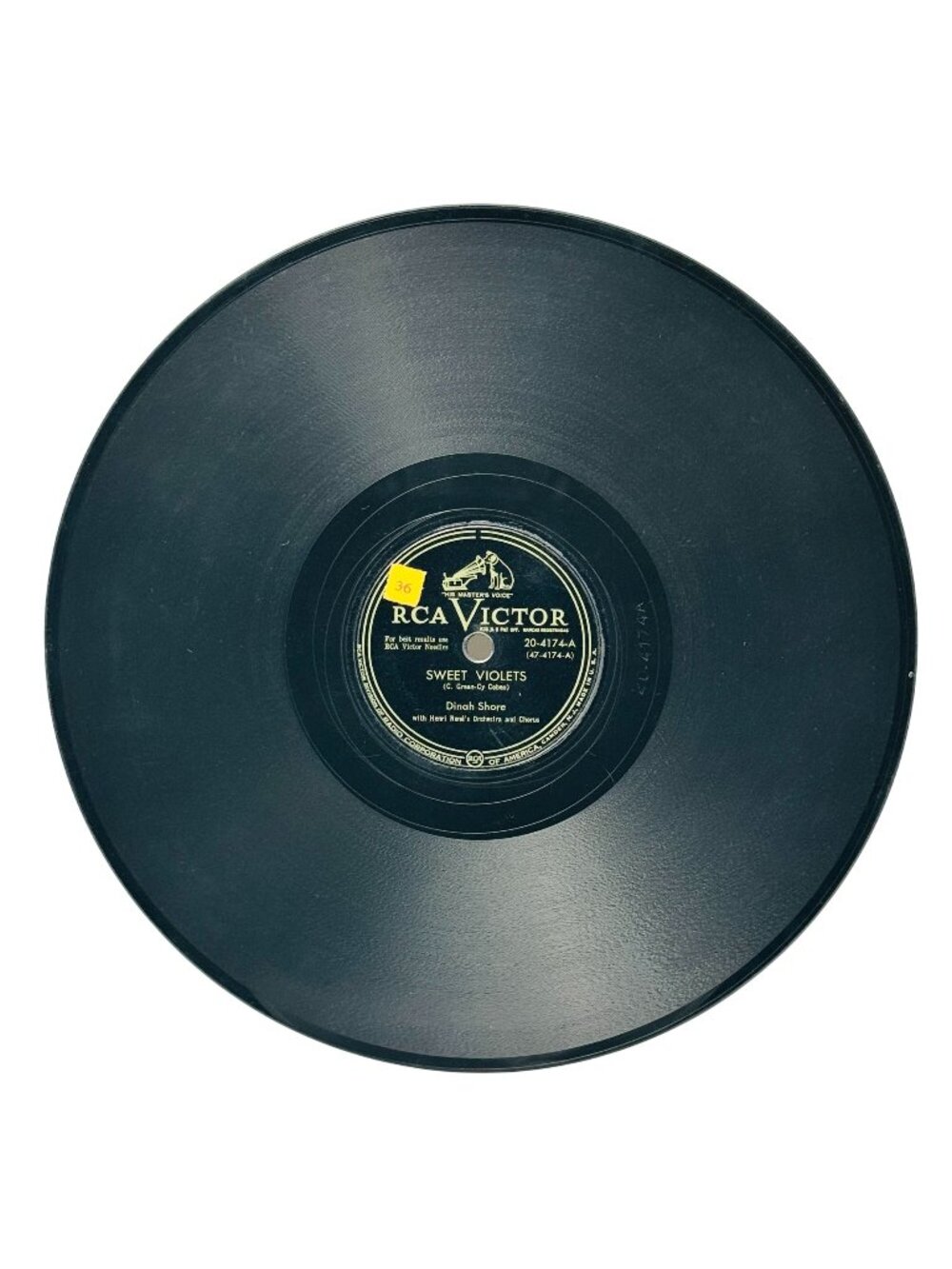 Dinah Shore Sweet Violets 10 Inch Shellac 78 RPM RCA Victor 20-4174 VG+